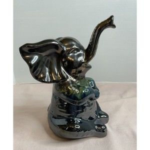 Apropos Elephant Art Pottery Figurine Ceramic Teal Home Decor.